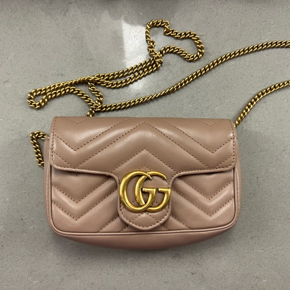 Gucci Marmont mini bag, taupe leather - Picture 1 of 7